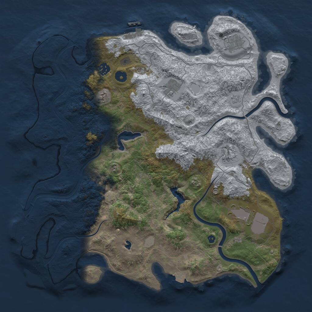 Rust Map: Procedural Map, Size: 4000, Seed: 1025647974, 11 Monuments