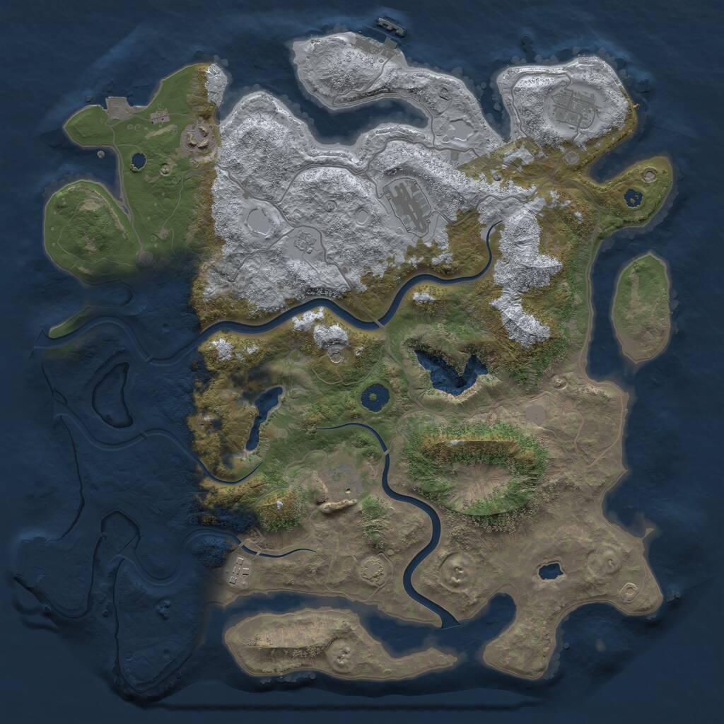Rust Map: Procedural Map, Size: 4000, Seed: 2671994, 11 Monuments
