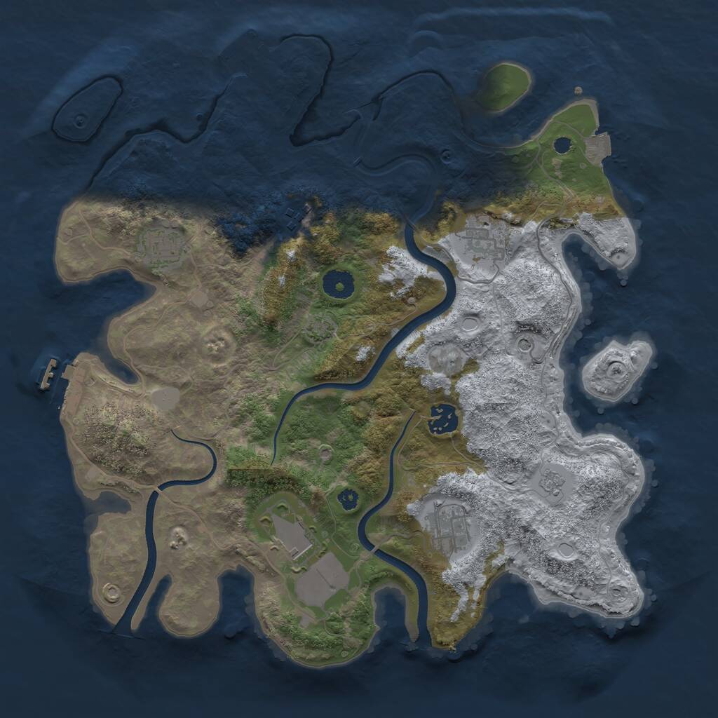 Rust Map: Procedural Map, Size: 3500, Seed: 2104222136, 12 Monuments