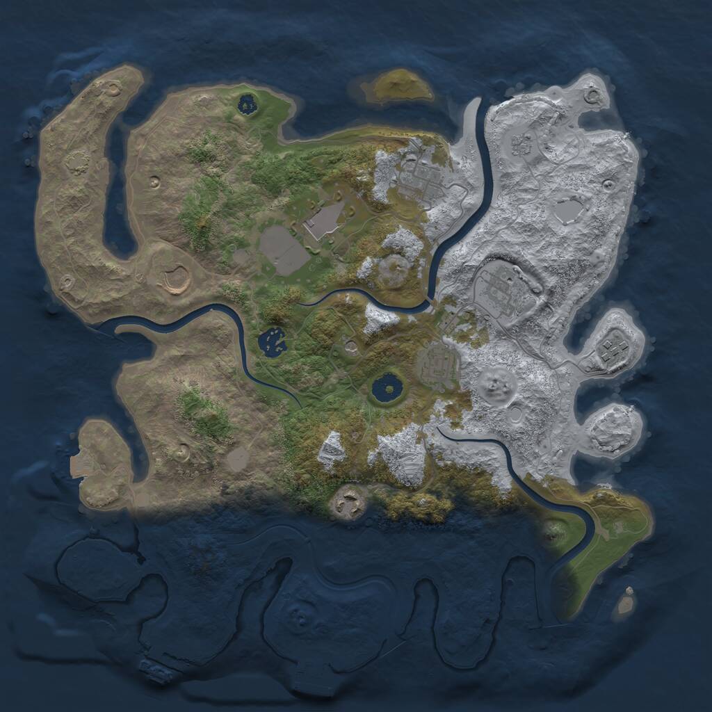 Rust Map: Procedural Map, Size: 3700, Seed: 2012137434, 14 Monuments
