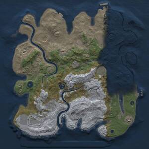 Thumbnail Rust Map: Procedural Map, Size: 3700, Seed: 1553923686, 15 Monuments
