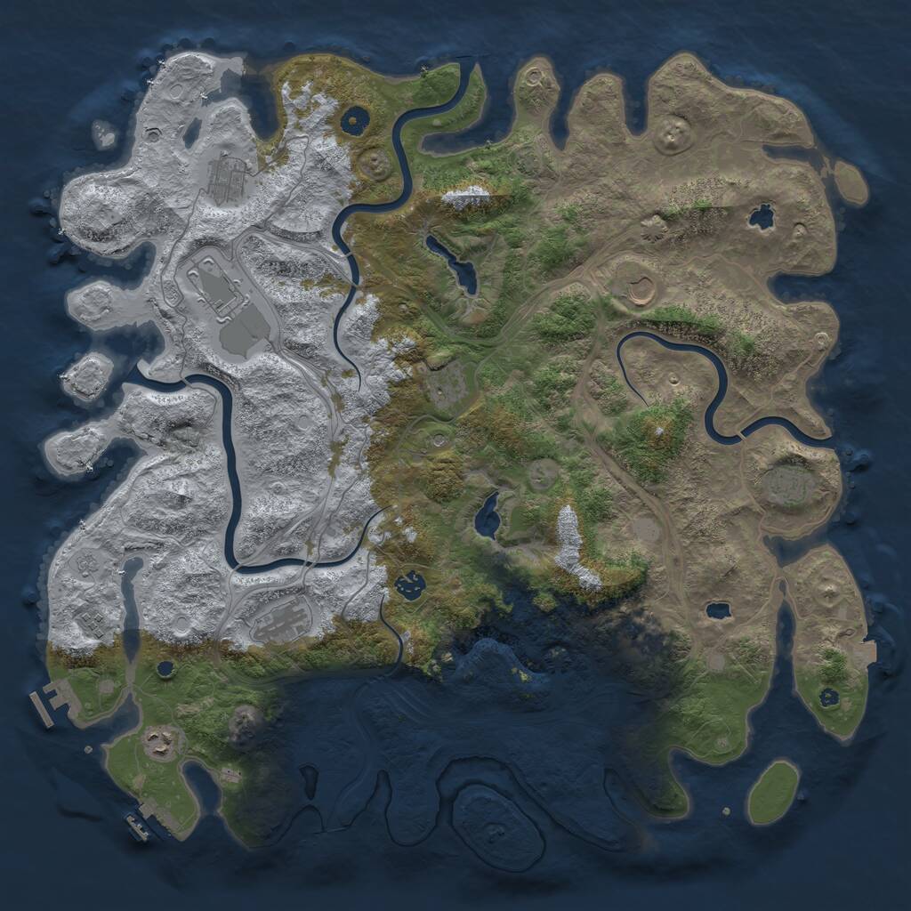 Rust Map: Procedural Map, Size: 4800, Seed: 937444228, 16 Monuments