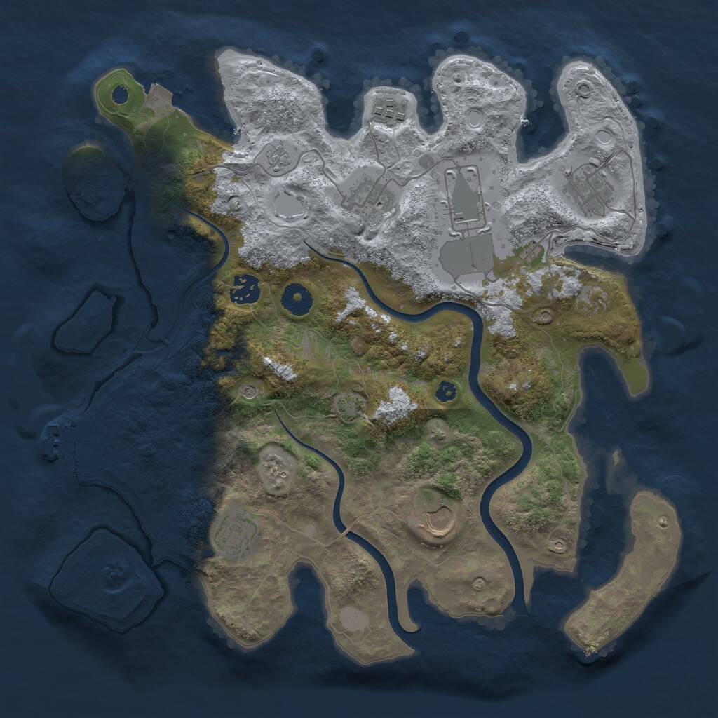 Rust Map: Procedural Map, Size: 3500, Seed: 740867570, 12 Monuments