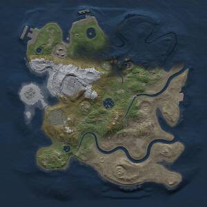 Thumbnail Rust Map: Procedural Map, Size: 3000, Seed: 1348003714, 10 Monuments