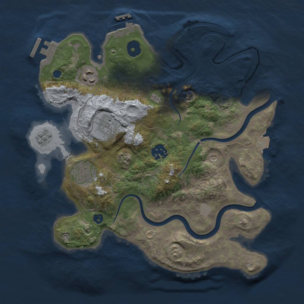 Rust Map: Procedural Map, Size: 3000, Seed: 1348003714, 10 Monuments