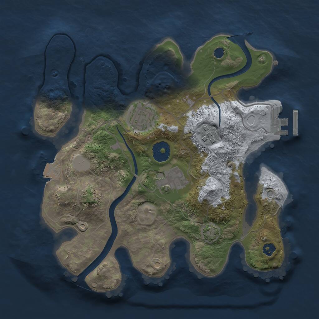 Rust Map: Procedural Map, Size: 2500, Seed: 2144768453, 6 Monuments