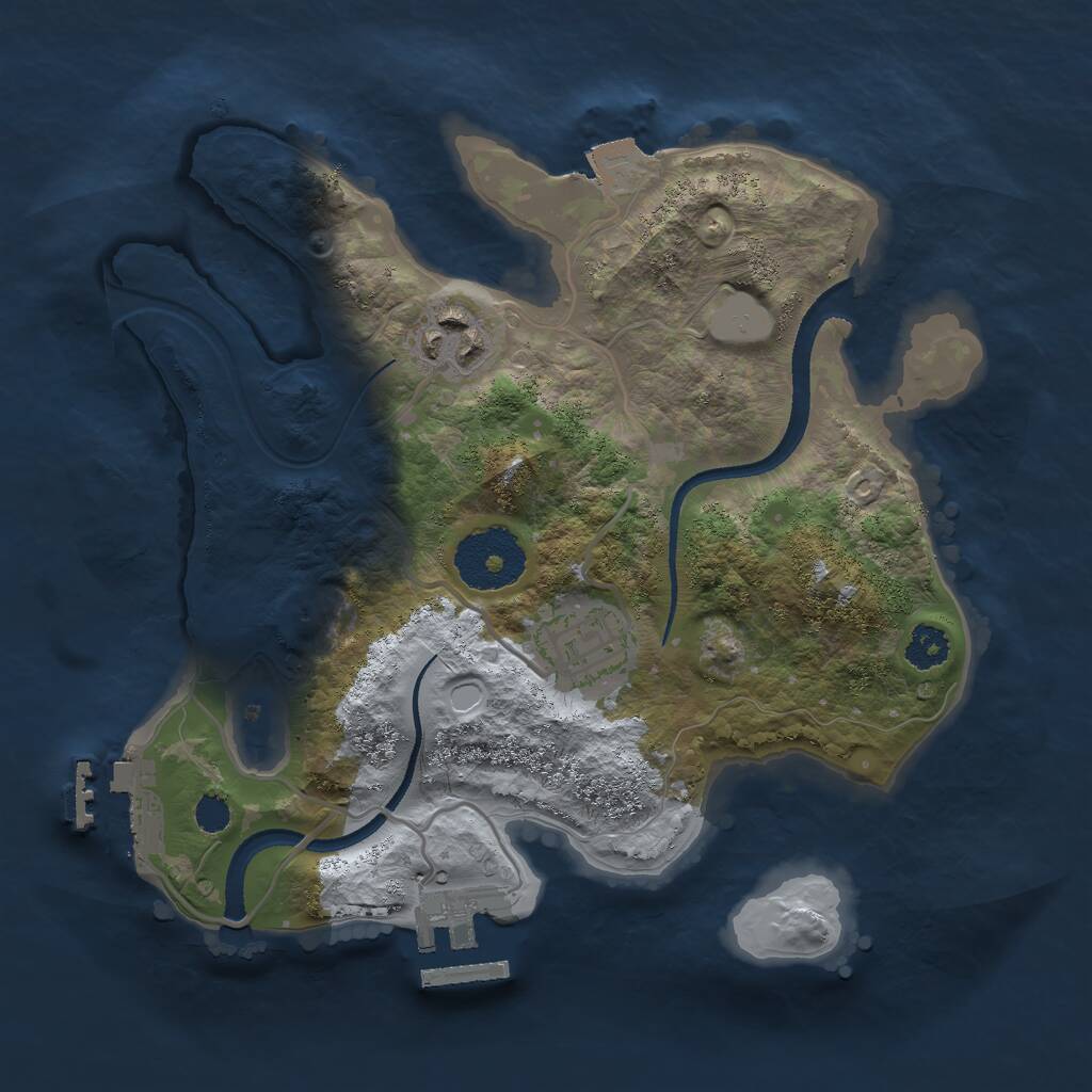 Rust Map: Procedural Map, Size: 2500, Seed: 1833235034, 5 Monuments