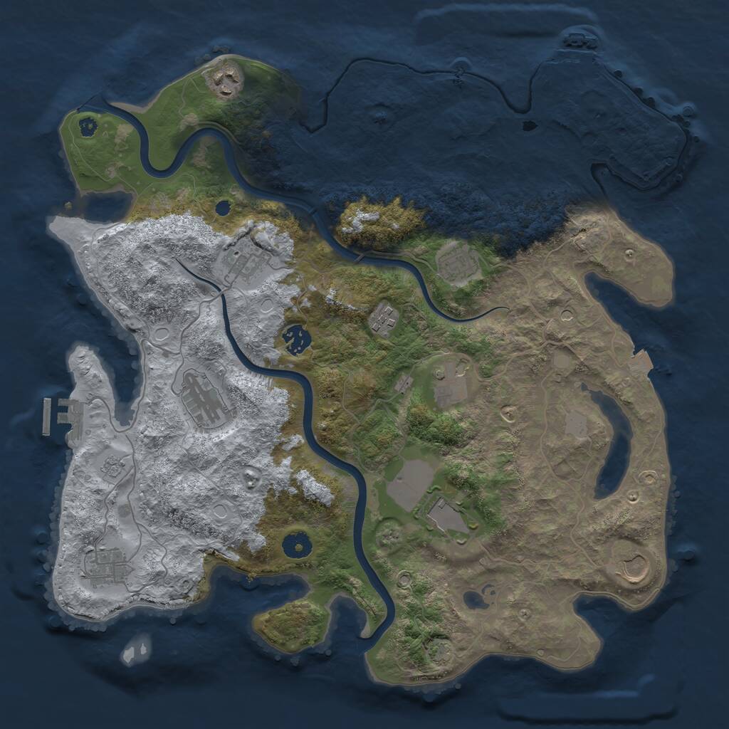 Rust Map: Procedural Map, Size: 3900, Seed: 1119634760, 16 Monuments