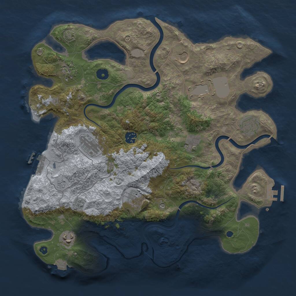 Rust Map: Procedural Map, Size: 3750, Seed: 476820624, 16 Monuments