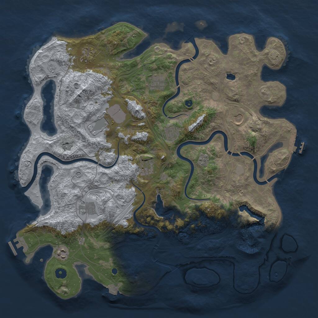 Rust Map: Procedural Map, Size: 4300, Seed: 77851277, 15 Monuments