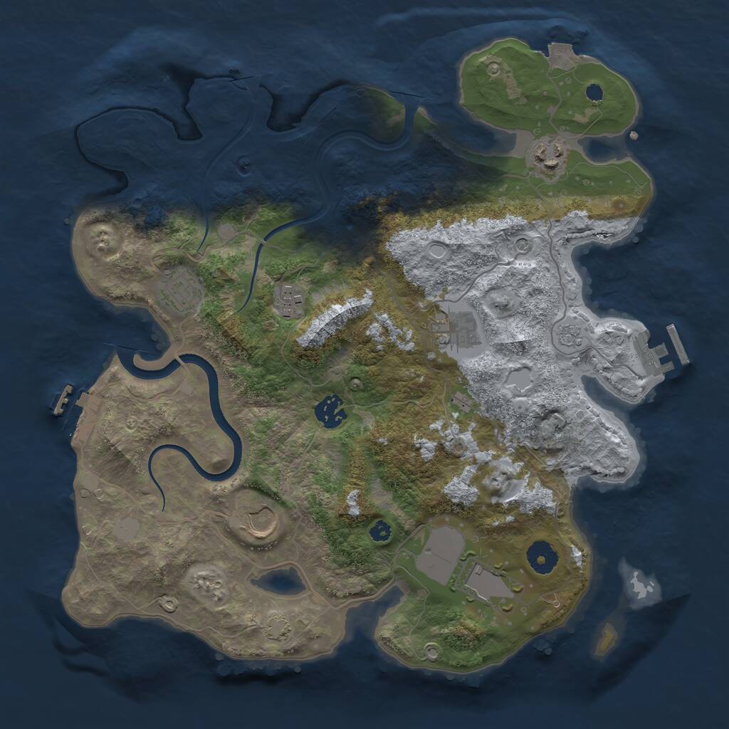Rust Map: Procedural Map, Size: 3500, Seed: 954170554, 13 Monuments