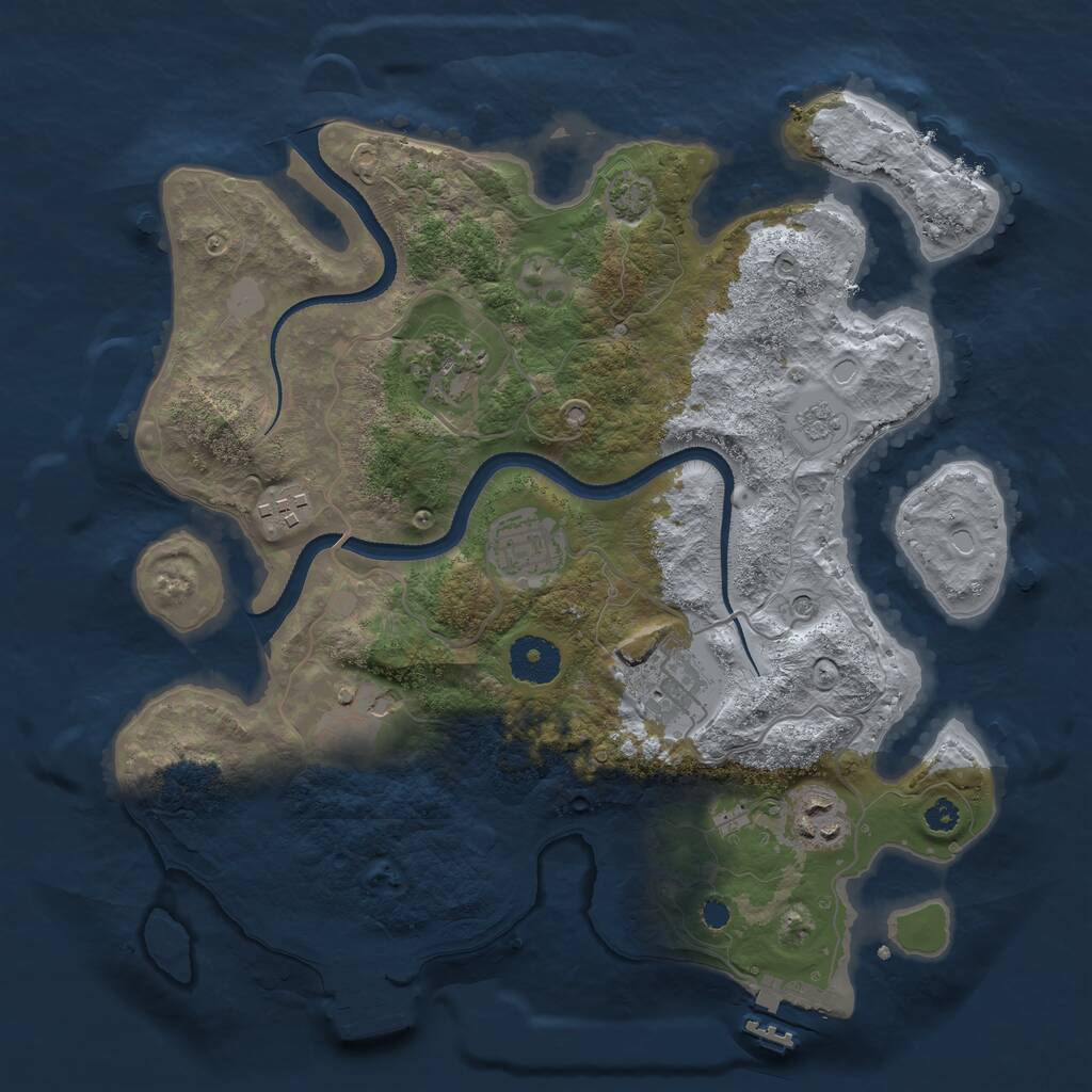 Rust Map: Procedural Map, Size: 3300, Seed: 1122157276, 12 Monuments