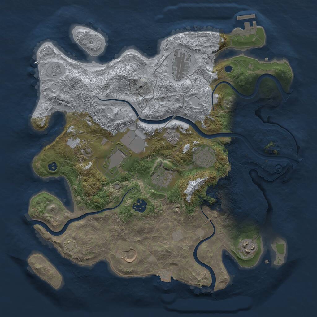 Rust Map: Procedural Map, Size: 3500, Seed: 1025512203, 14 Monuments