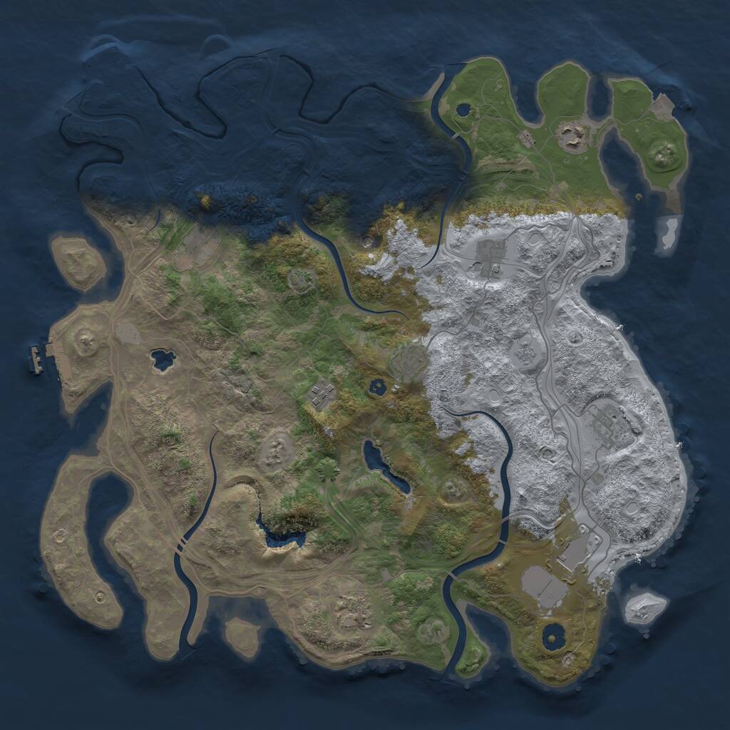 Rust Map: Procedural Map, Size: 4250, Seed: 835082588, 14 Monuments