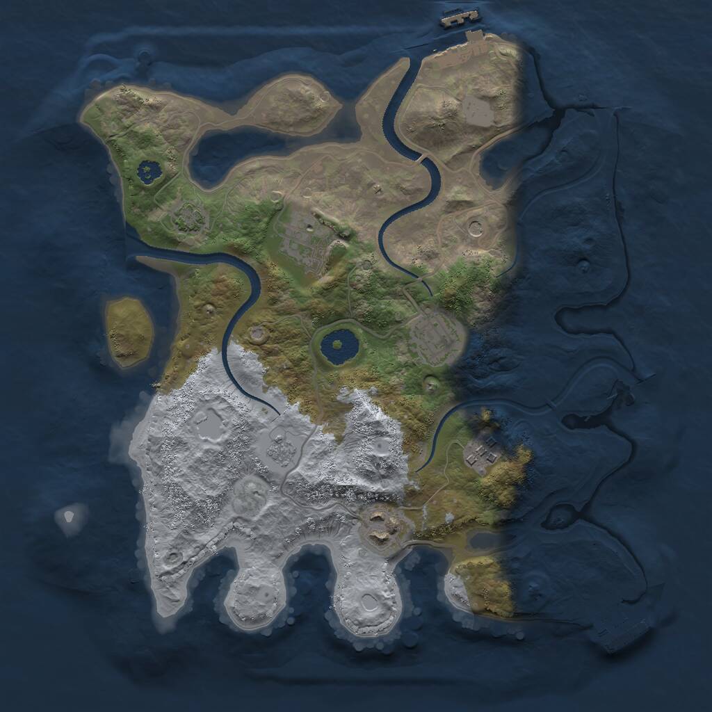 Rust Map: Procedural Map, Size: 3000, Seed: 689777692, 10 Monuments