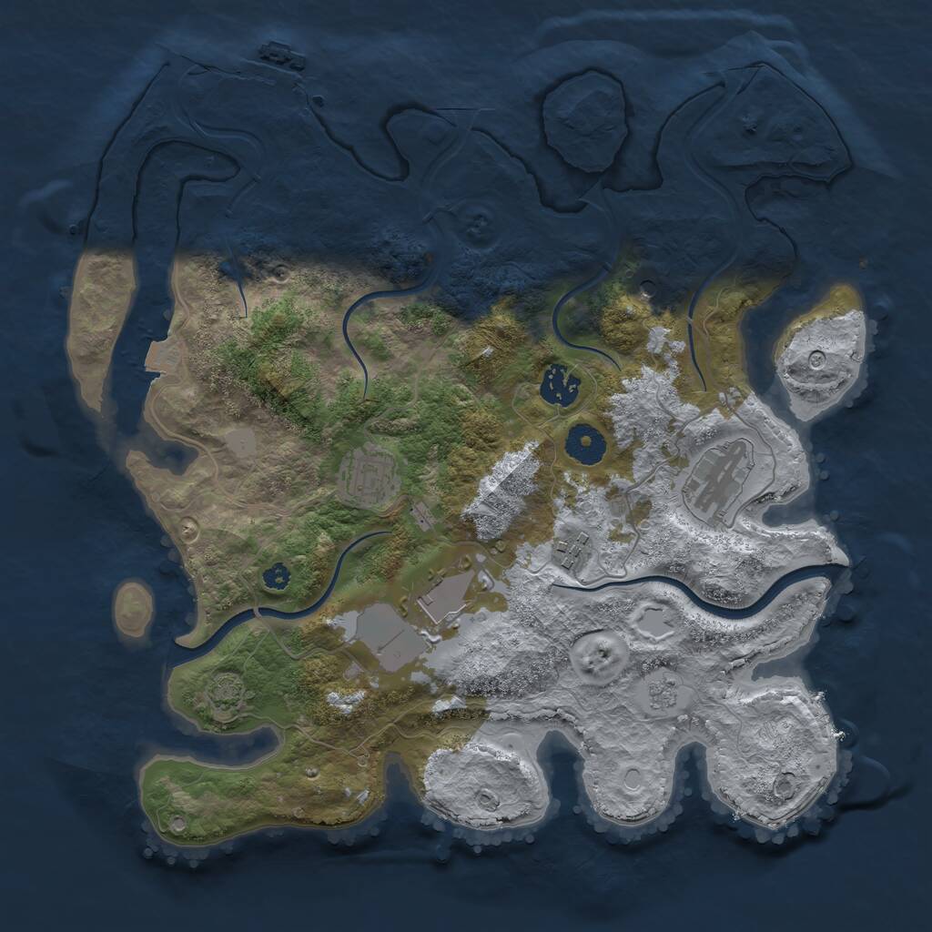 Rust Map: Procedural Map, Size: 3500, Seed: 1181236610, 10 Monuments