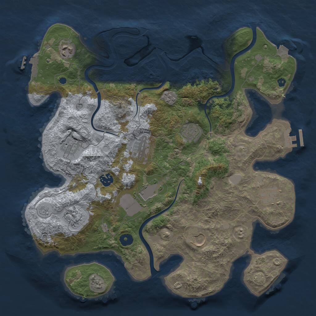 Rust Map: Procedural Map, Size: 3700, Seed: 1650543618, 16 Monuments