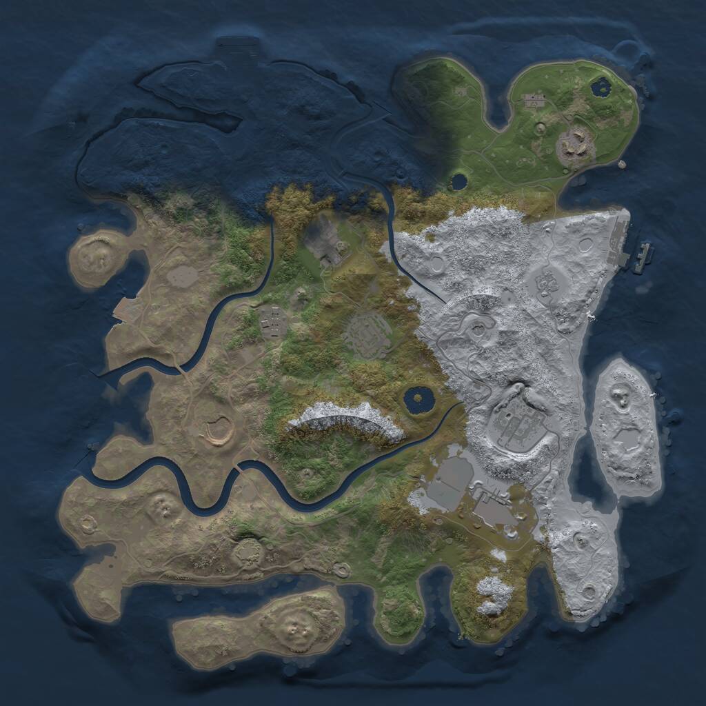 Rust Map: Procedural Map, Size: 3600, Seed: 822745, 13 Monuments