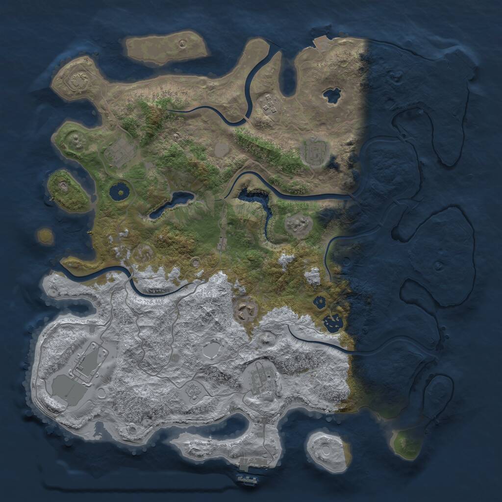 Rust Map: Procedural Map, Size: 4000, Seed: 1841062330, 13 Monuments