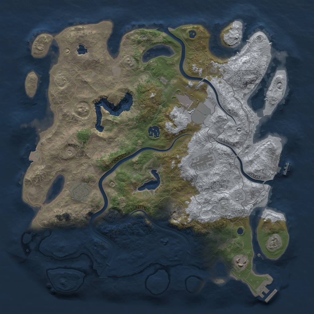 Rust Map: Procedural Map, Size: 4000, Seed: 637576076, 12 Monuments