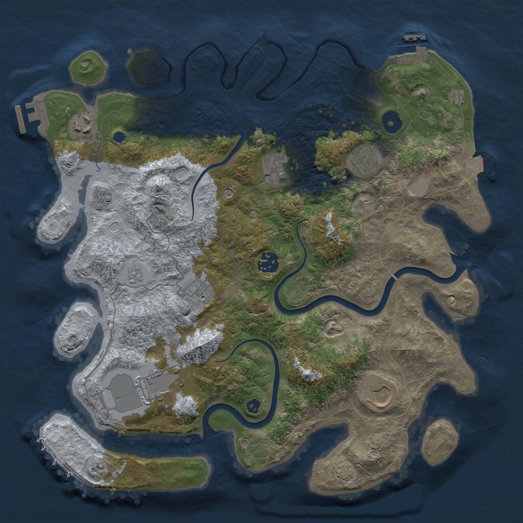 Rust Map: Procedural Map, Size: 3700, Seed: 1253419003, 14 Monuments
