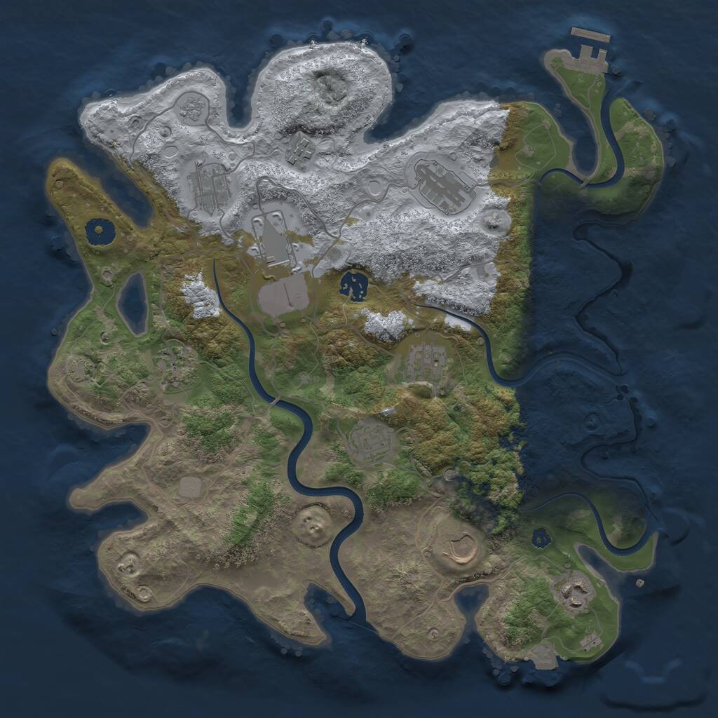 Rust Map: Procedural Map, Size: 3700, Seed: 400566791, 15 Monuments
