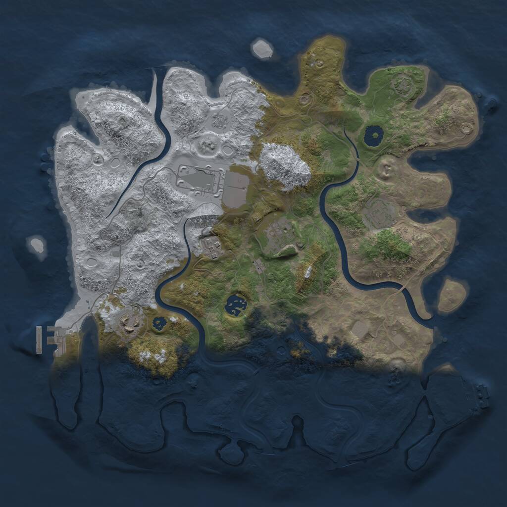 Rust Map: Procedural Map, Size: 3700, Seed: 2010282407, 12 Monuments