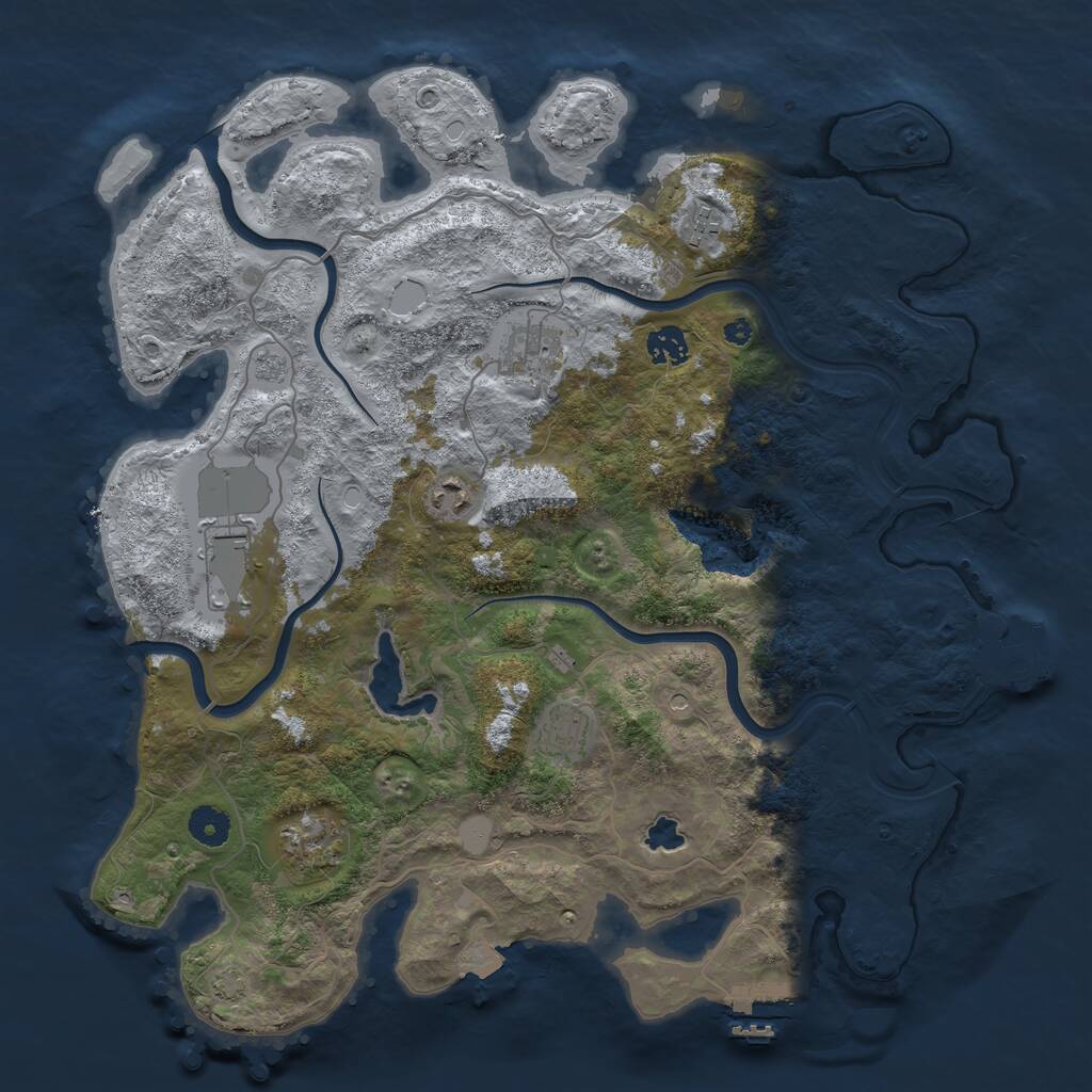 Rust Map: Procedural Map, Size: 4000, Seed: 874706481, 13 Monuments