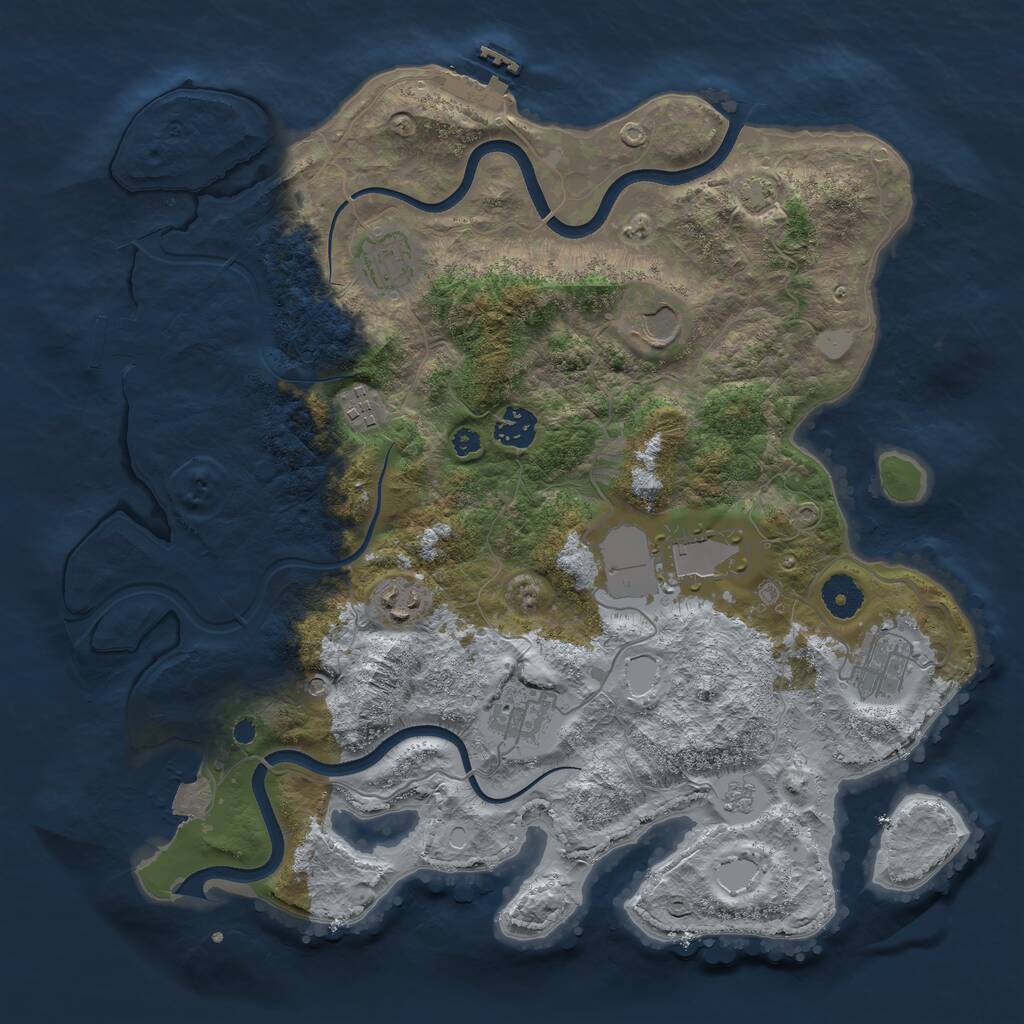 Rust Map: Procedural Map, Size: 3700, Seed: 399158506, 14 Monuments