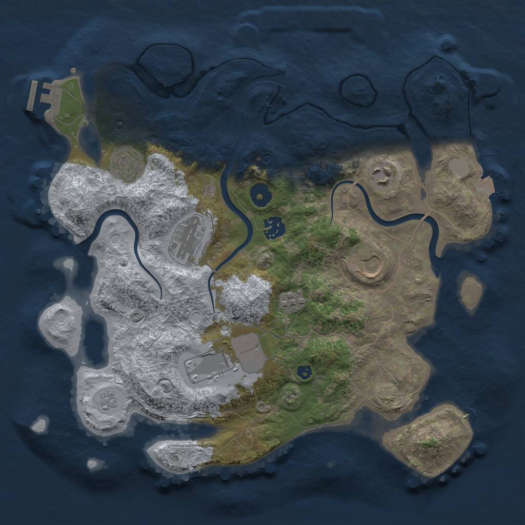 Rust Map: Procedural Map, Size: 3500, Seed: 604911030, 12 Monuments