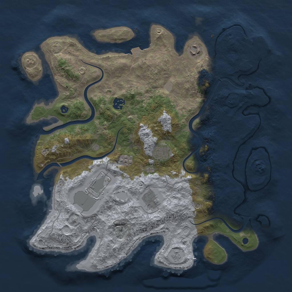 Rust Map: Procedural Map, Size: 3700, Seed: 609633493, 11 Monuments