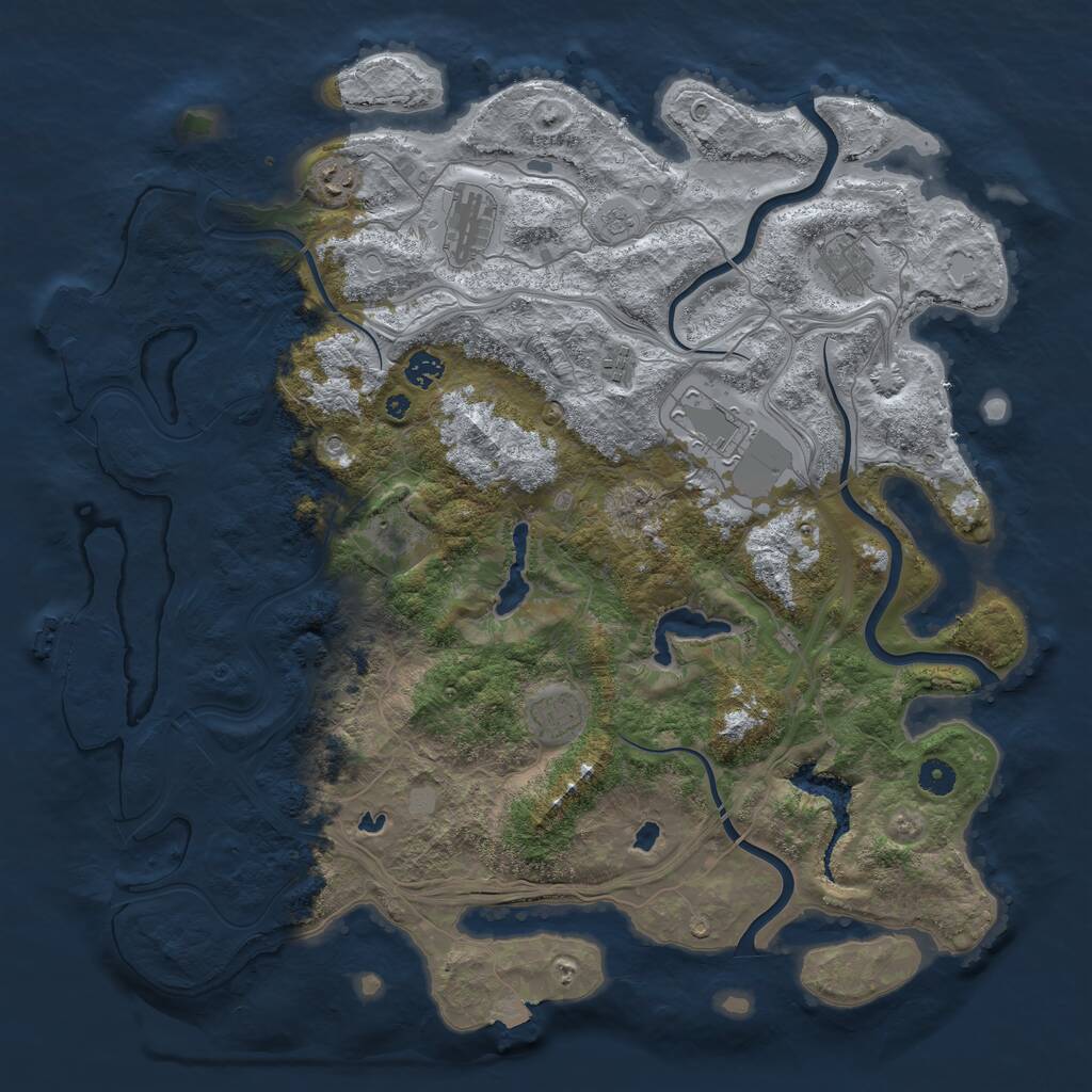Rust Map: Procedural Map, Size: 4500, Seed: 1693456604, 14 Monuments