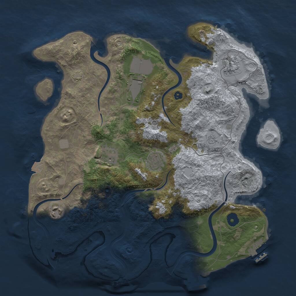 Rust Map: Procedural Map, Size: 3500, Seed: 426962324, 12 Monuments