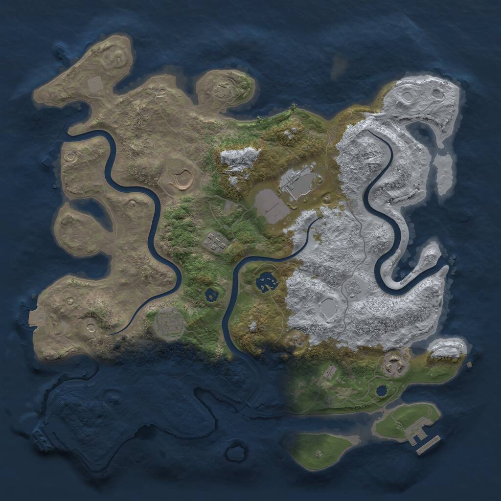 Rust Map: Procedural Map, Size: 3700, Seed: 659967457, 12 Monuments