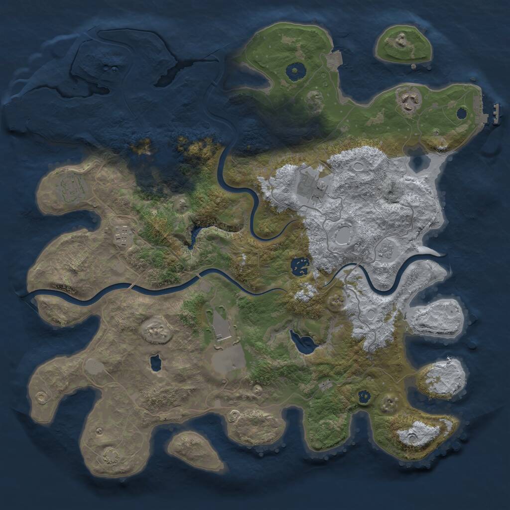 Rust Map: Procedural Map, Size: 4000, Seed: 80691642, 12 Monuments