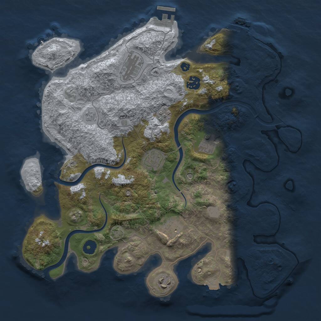Rust Map: Procedural Map, Size: 3500, Seed: 1218758394, 13 Monuments