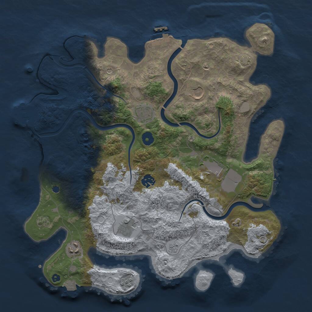 Rust Map: Procedural Map, Size: 3700, Seed: 210447180, 13 Monuments