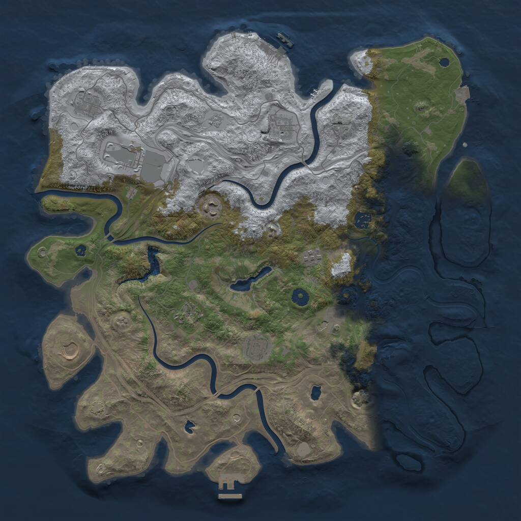Rust Map: Procedural Map, Size: 4500, Seed: 862966600, 16 Monuments