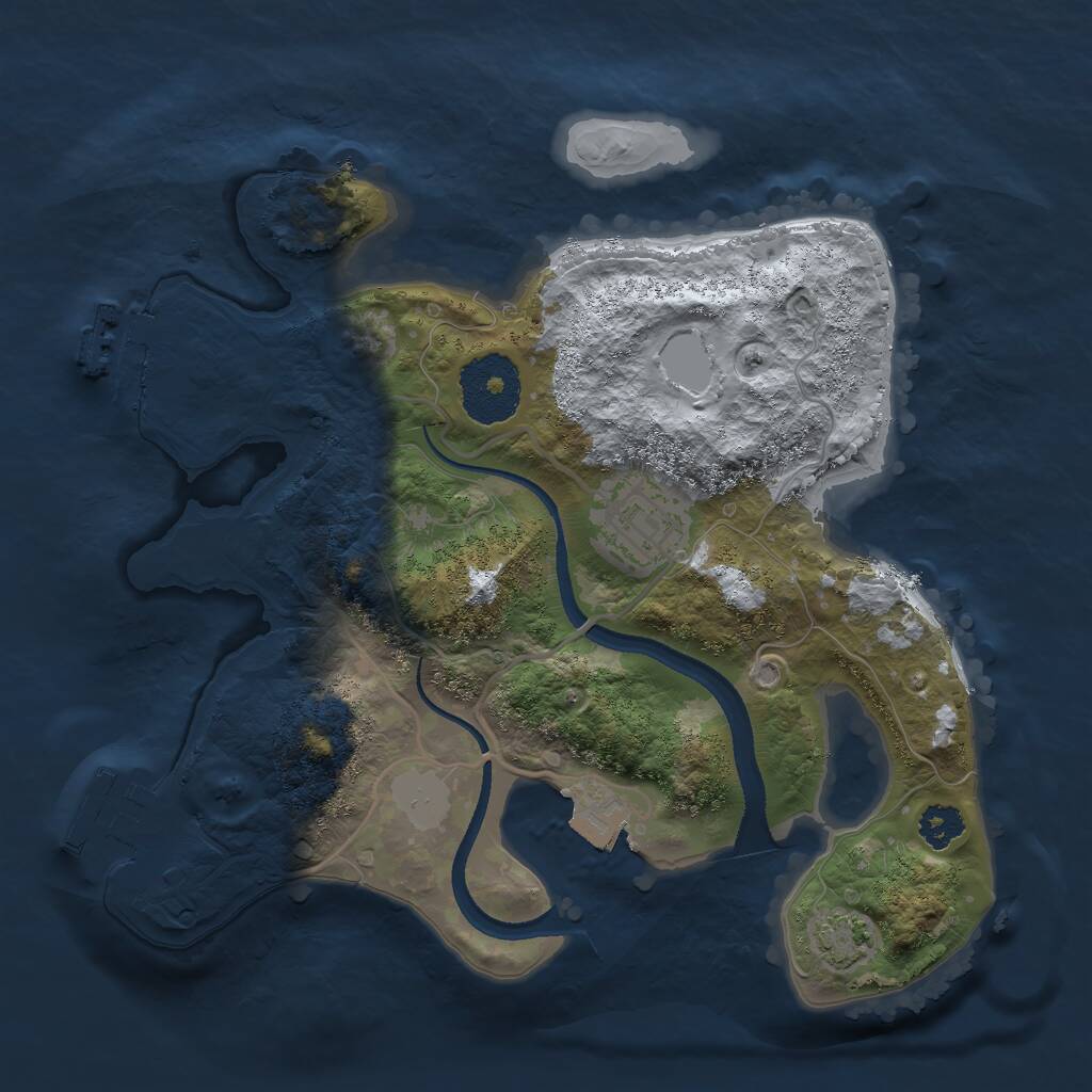Rust Map: Procedural Map, Size: 2500, Seed: 2085320930, 5 Monuments