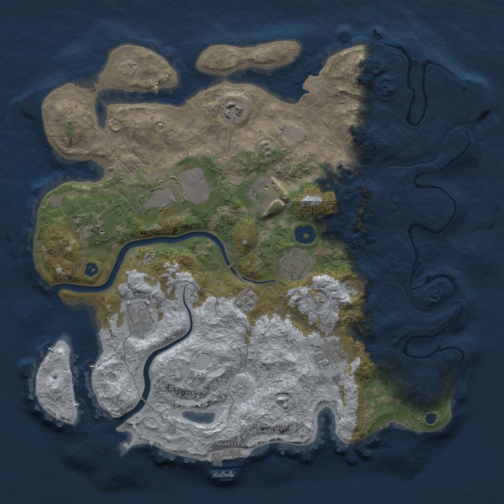 Rust Map: Procedural Map, Size: 3700, Seed: 929970432, 14 Monuments