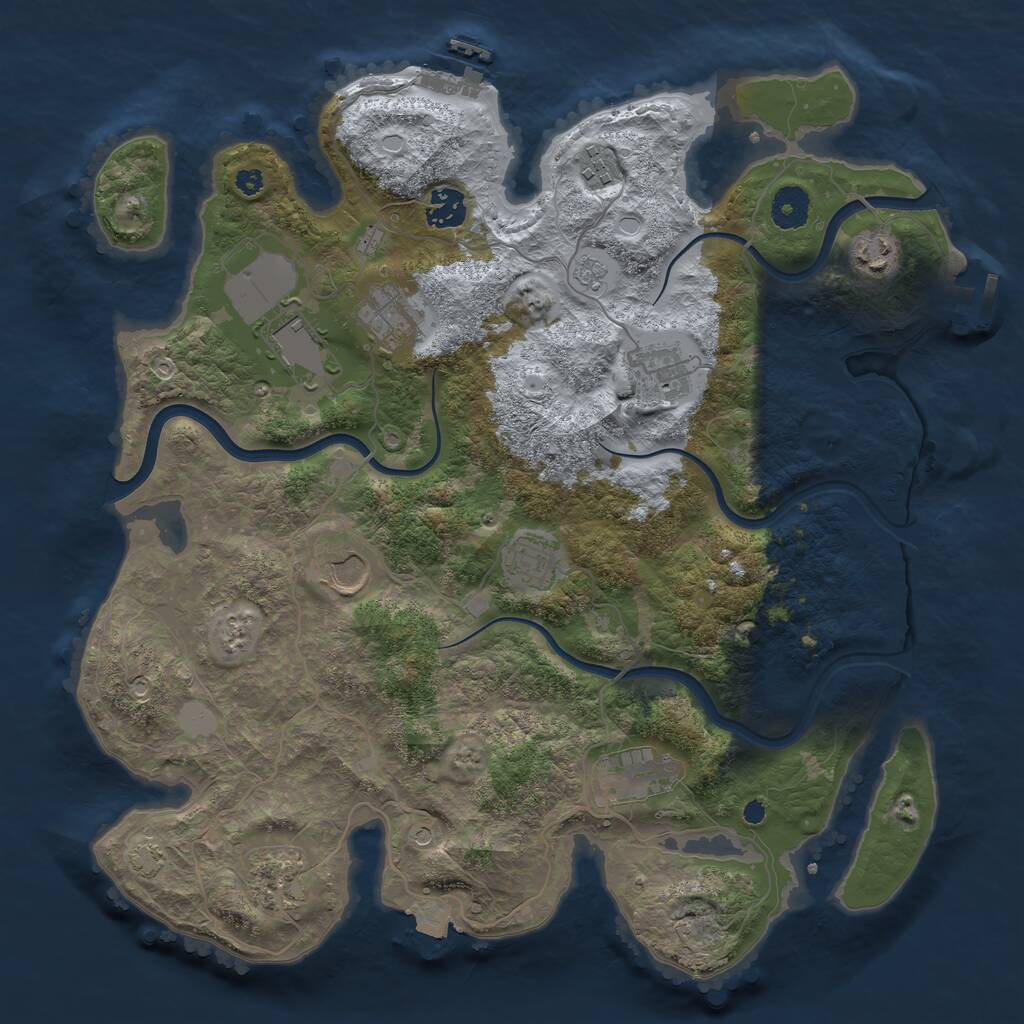 Rust Map: Procedural Map, Size: 3750, Seed: 181143, 16 Monuments
