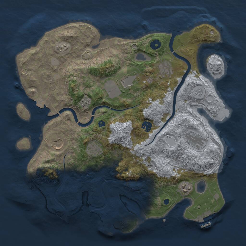 Rust Map: Procedural Map, Size: 3600, Seed: 29525, 14 Monuments