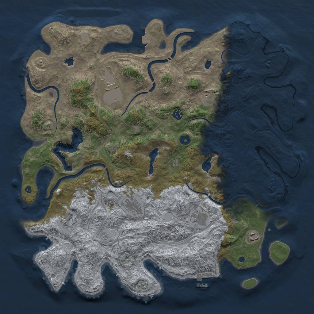 Rust Map: Procedural Map, Size: 4500, Seed: 13319, 14 Monuments