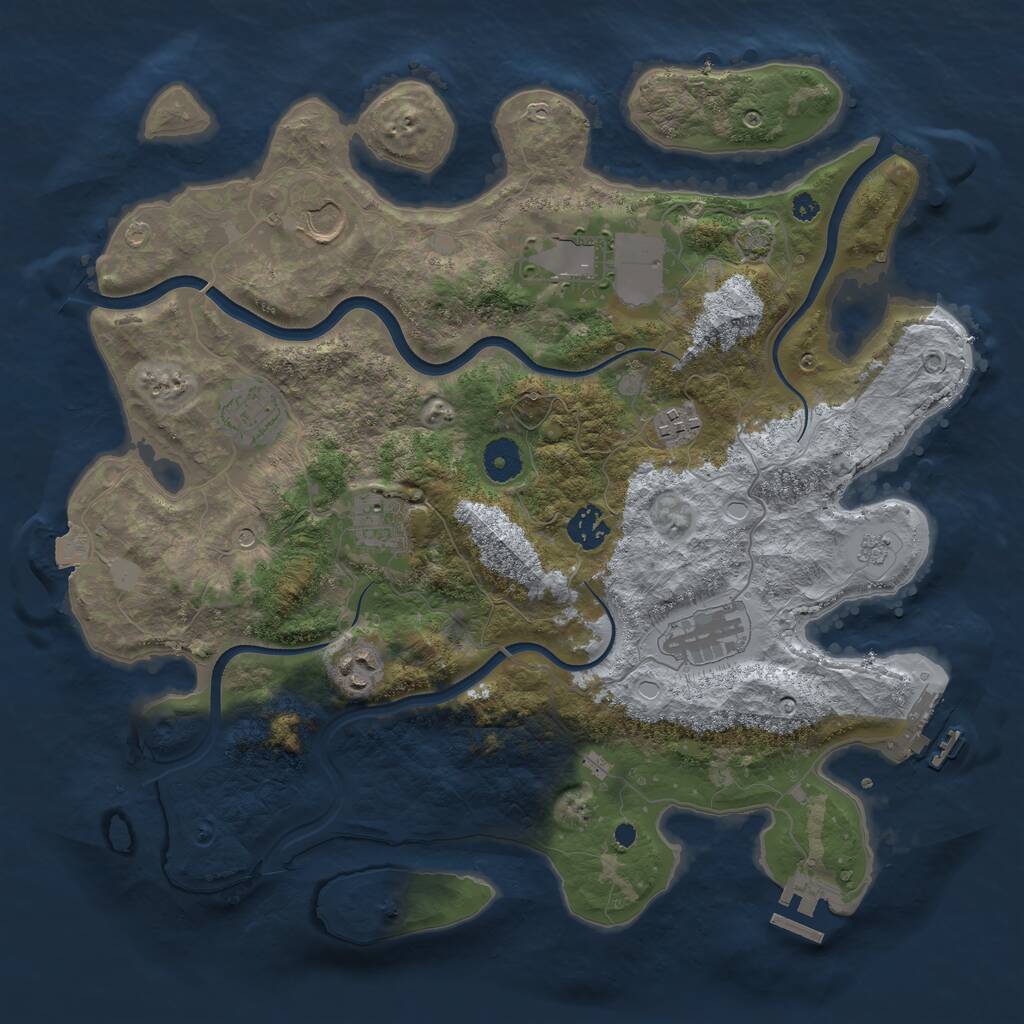Rust Map: Procedural Map, Size: 3750, Seed: 432816104, 14 Monuments