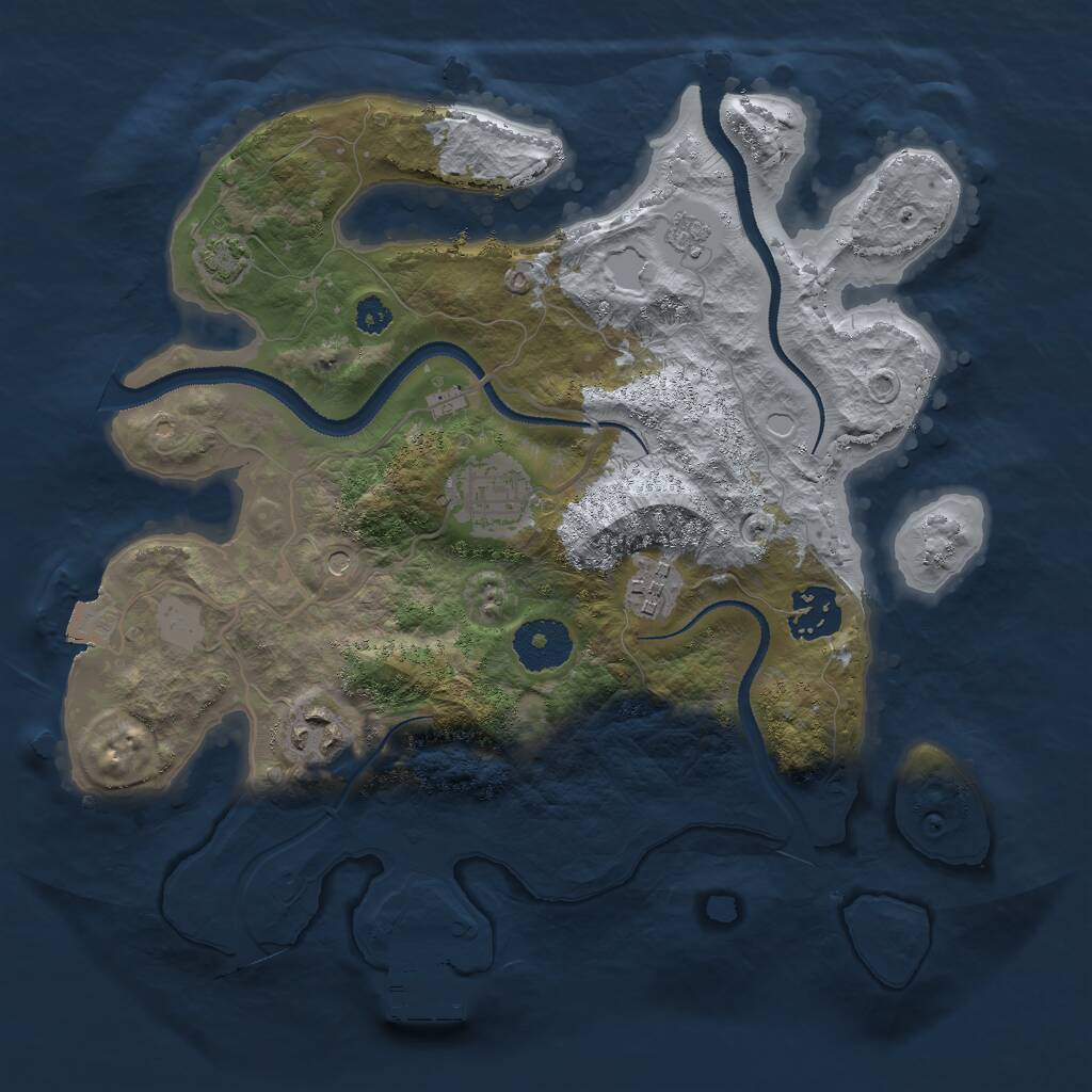 Rust Map: Procedural Map, Size: 3000, Seed: 994250618, 9 Monuments