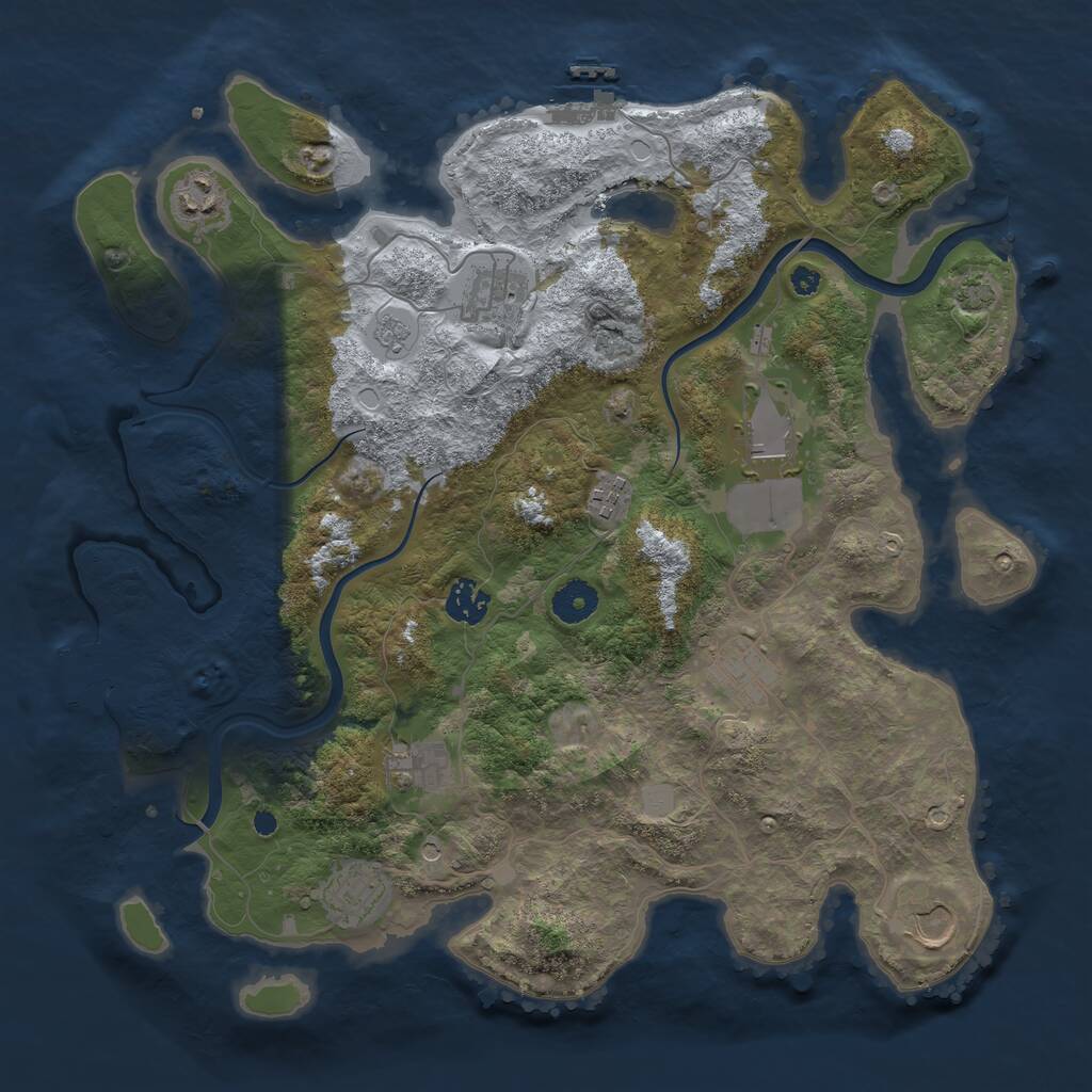 Rust Map: Procedural Map, Size: 3750, Seed: 1966366787, 15 Monuments