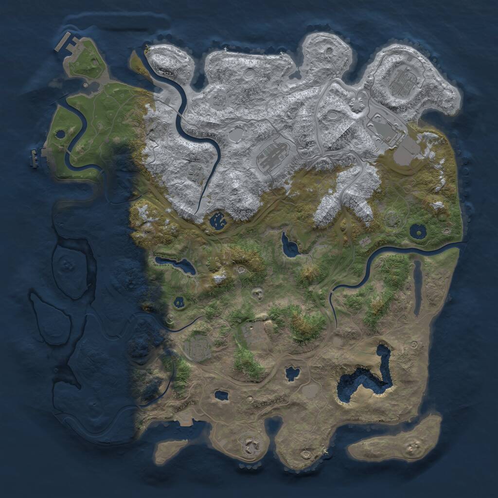 Rust Map: Procedural Map, Size: 4500, Seed: 987337978, 14 Monuments