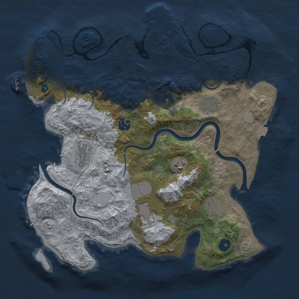 Rust Map: Procedural Map, Size: 3700, Seed: 130398498, 14 Monuments