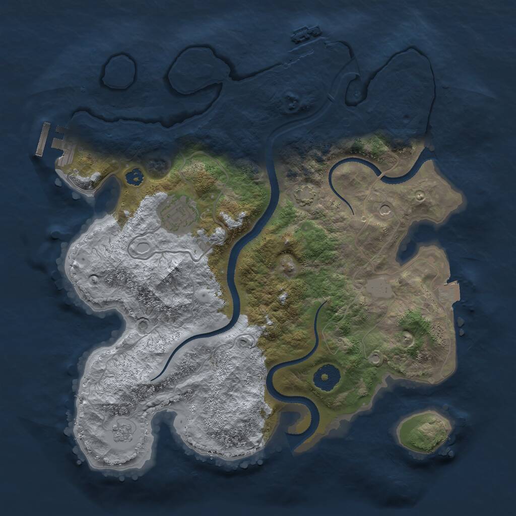 Rust Map: Procedural Map, Size: 3000, Seed: 355374349, 7 Monuments