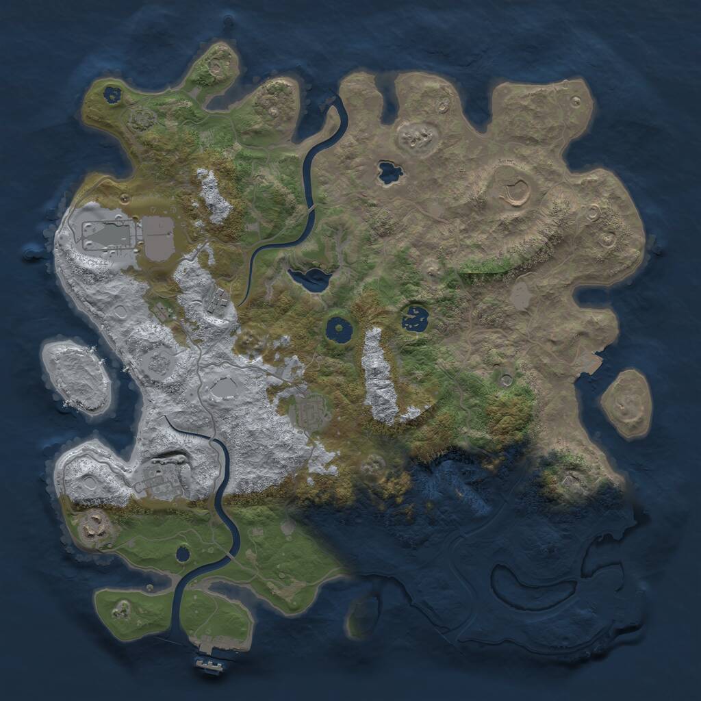 Rust Map: Procedural Map, Size: 4000, Seed: 1920296360, 13 Monuments